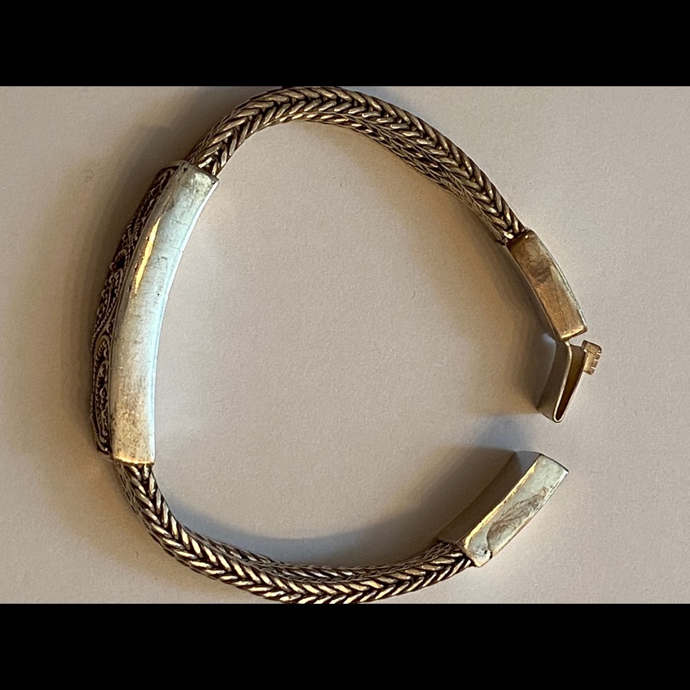 BRACELET STERLING SILVER 925 SCROLL BRAIDS BOHO INDONESIA 7” 43.9g - Picture 7 of 9